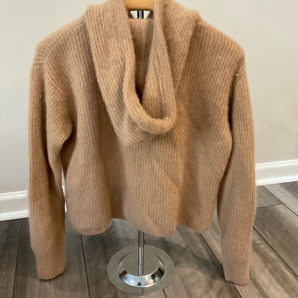 Quince Soft Ribbed 100% Cashmere Hoodie in Camel - Picture 5 of 7